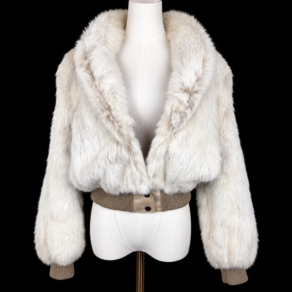 Vintage Coat Sz M Genuine Rabbit Bomber Glam Indie Sleeze Boho Mob Wife Retro